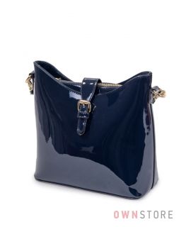 Купить сумку женскую  Farfalla Rosso синюю лаковую с перекидом - арт.91044